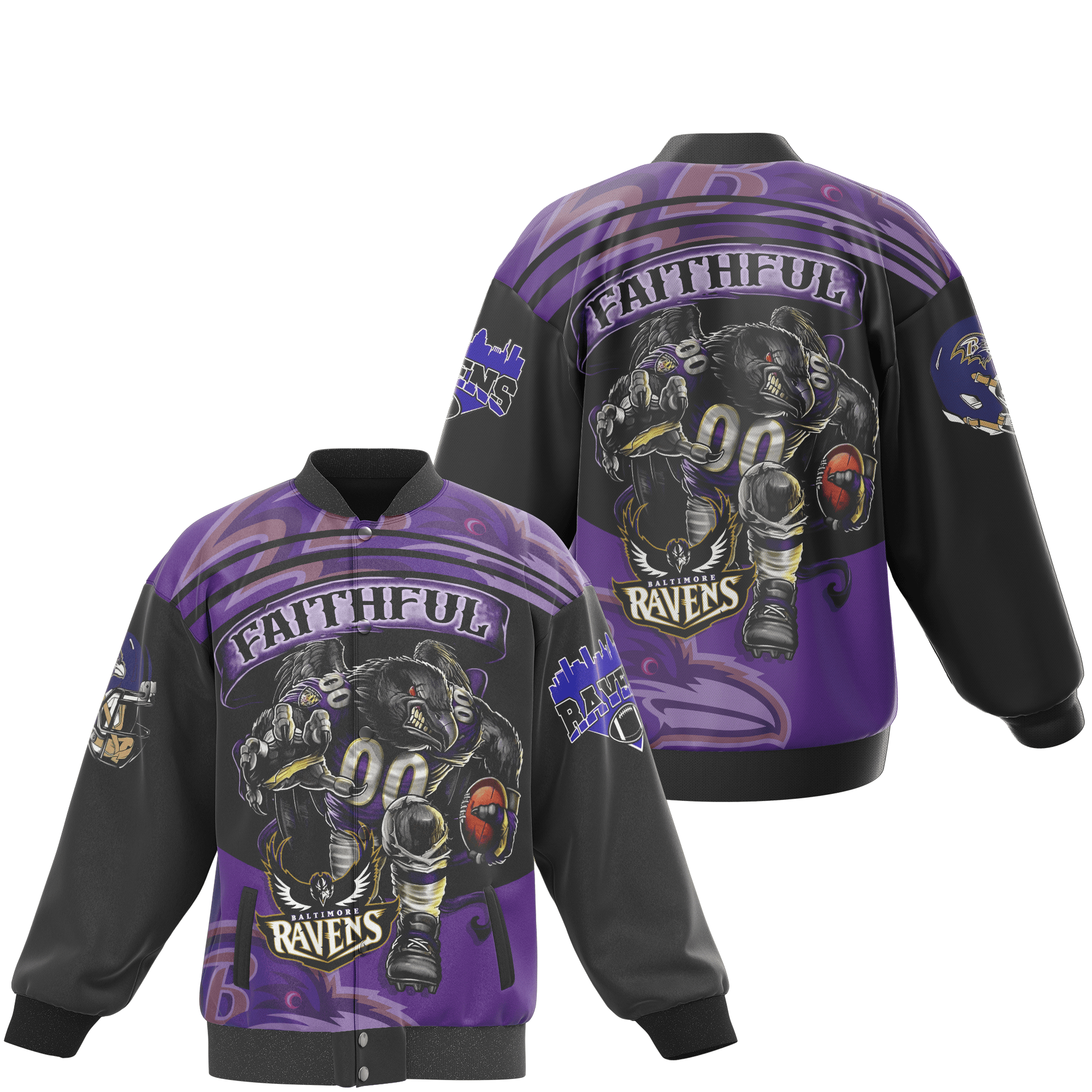 Comfimerch Baltimore Ravens Nfl New Bomber Baseball Jacket For Fan